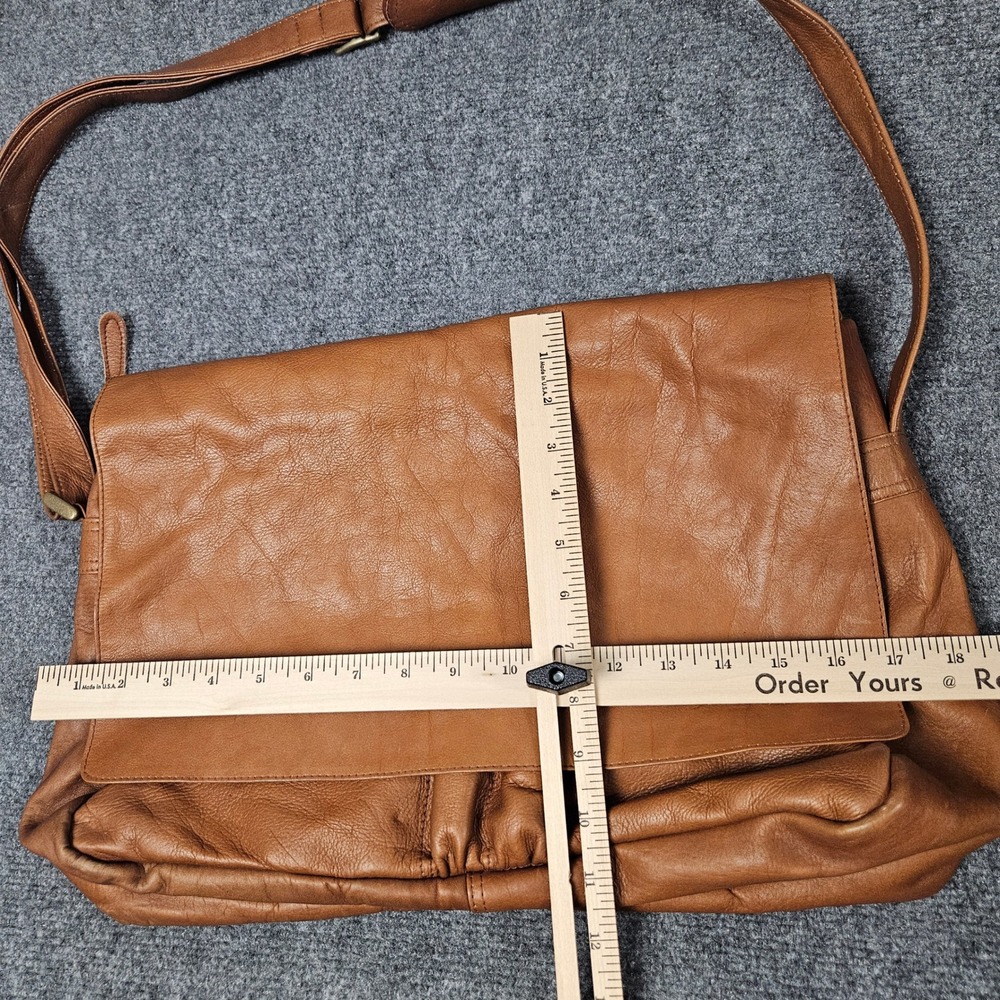 Leather Messenger Bag Tan Brown Large Crossbody Satchel Shoulder‎ Strap Work - Picture 7 of 7